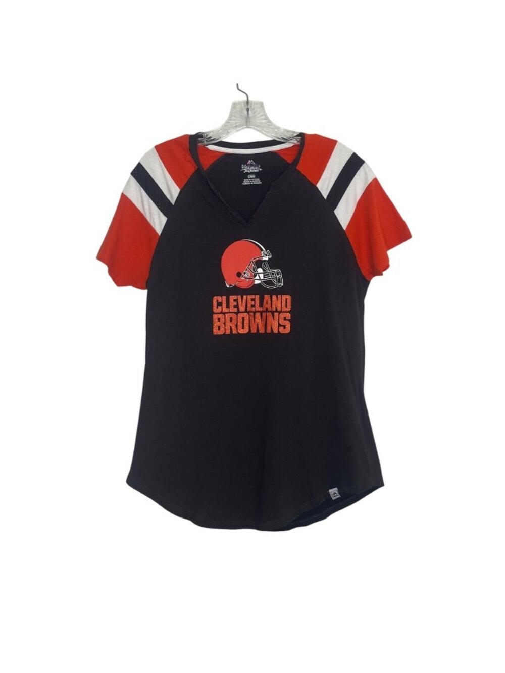 Cleveland Browns Raglan T-Shirt Womens Large Brown Sparkle Fanwear